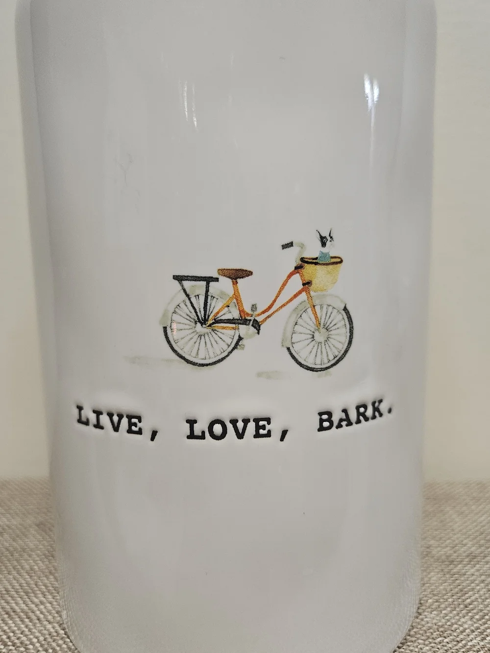 Rae Dunn Ceramic Canister with Light Blue Lid